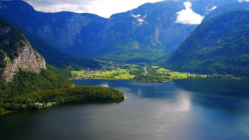 Hallstatt Village and Lake — Blue