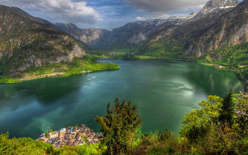 Hallstatt Village and Lake — Green