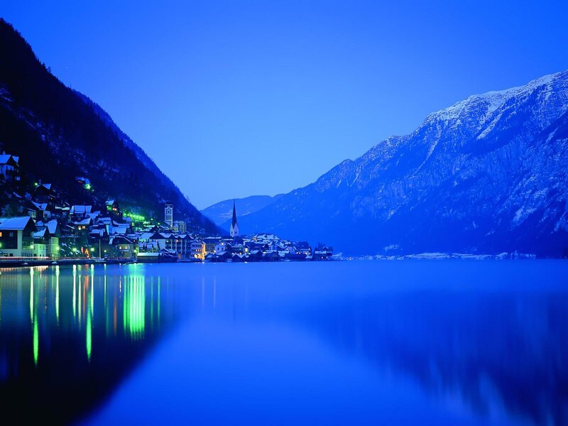 Hallstatt village at dusk