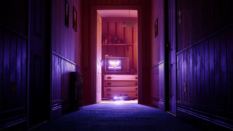 Hallway with TV