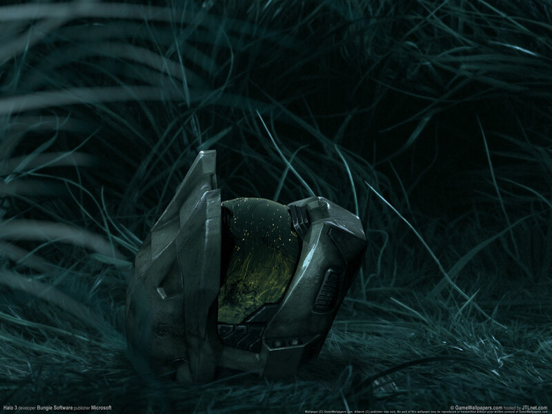 Halo 3 helmet in grass