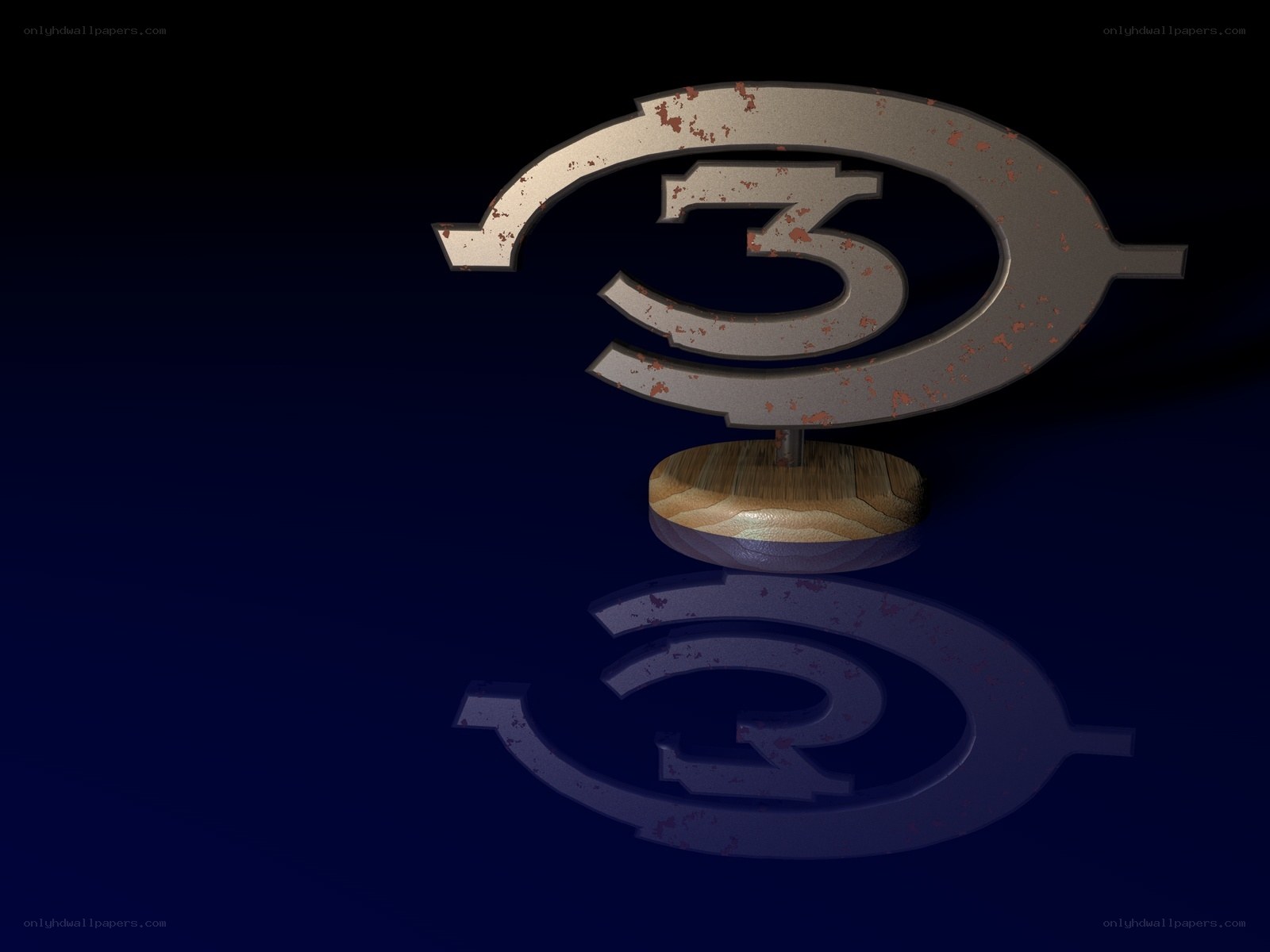 Halo 3 logo on wooden base