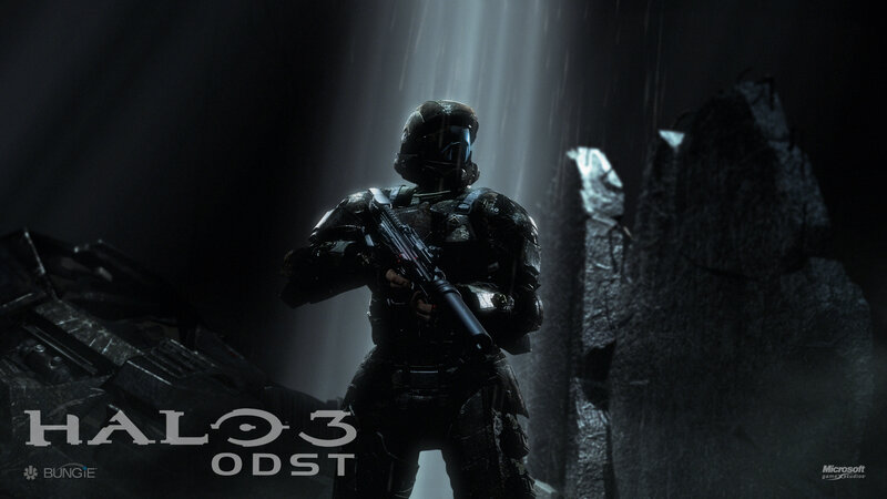 Halo 3 ODST soldier in dark environment