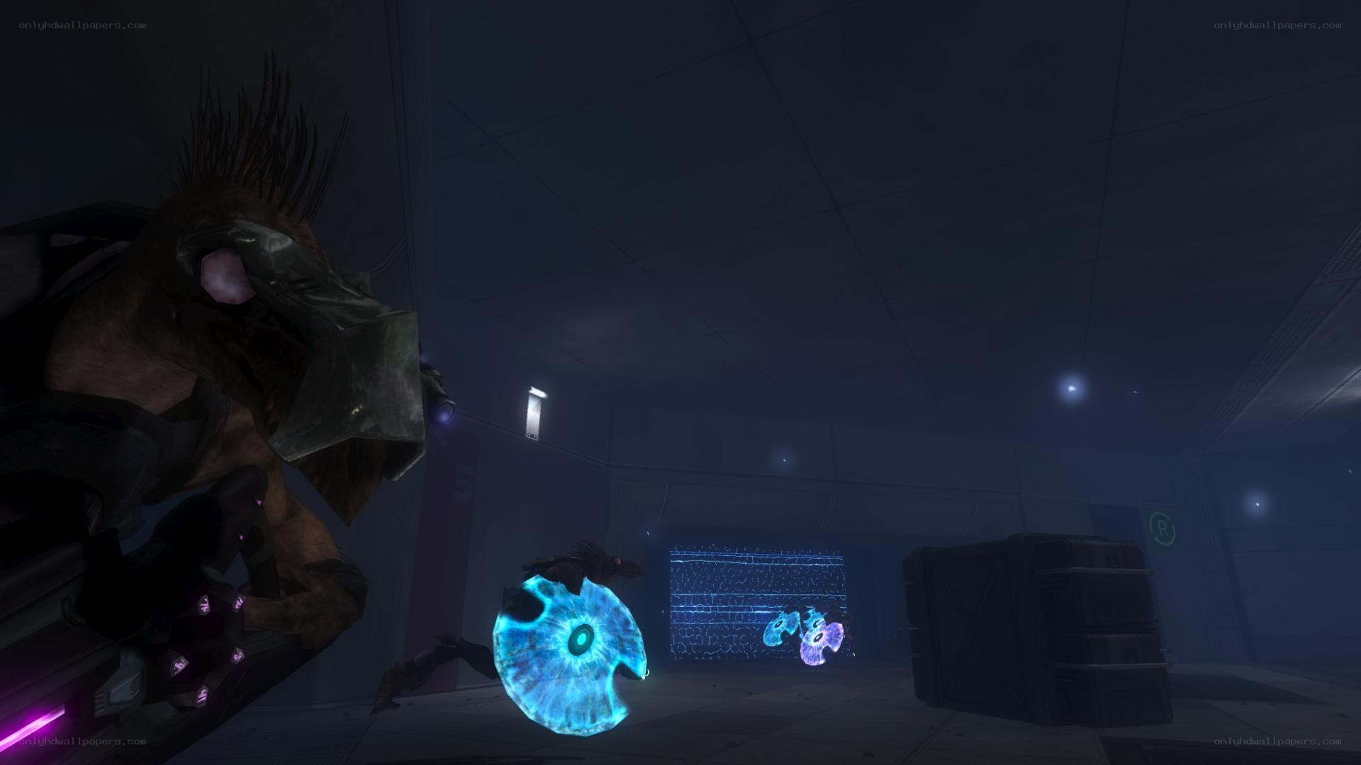 Halo game scene with alien