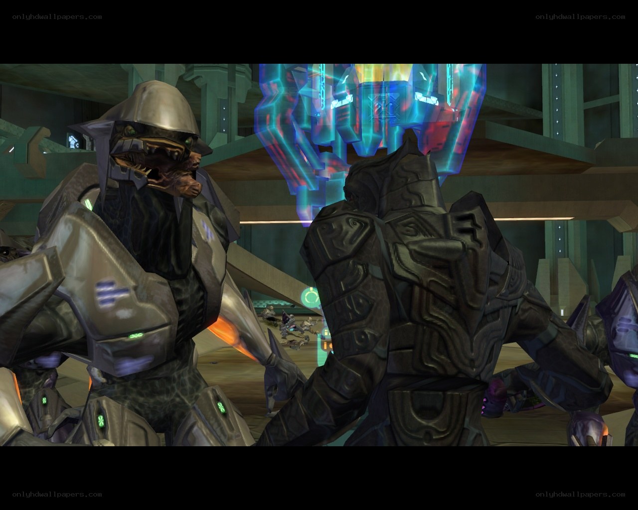 Halo game scene with aliens