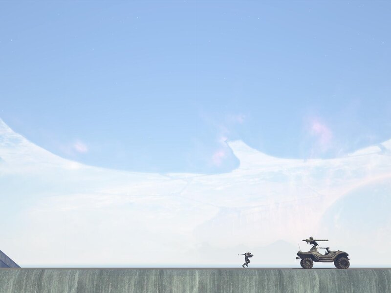 Halo game scene with vehicle