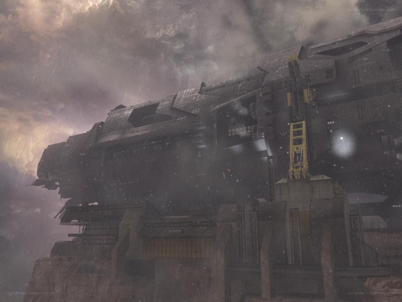 Halo: ODST dropship in storm