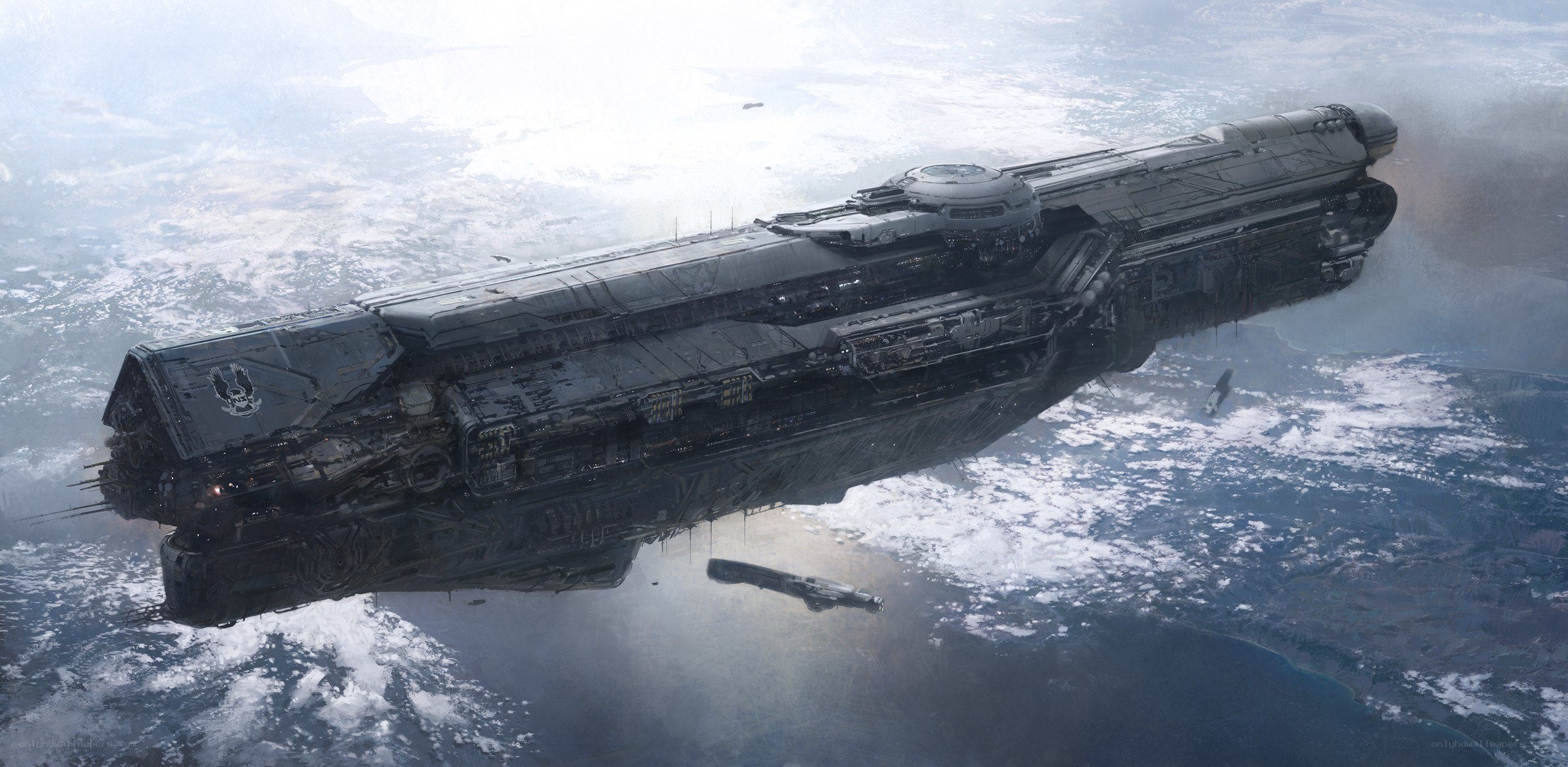 Halo ship over a planet