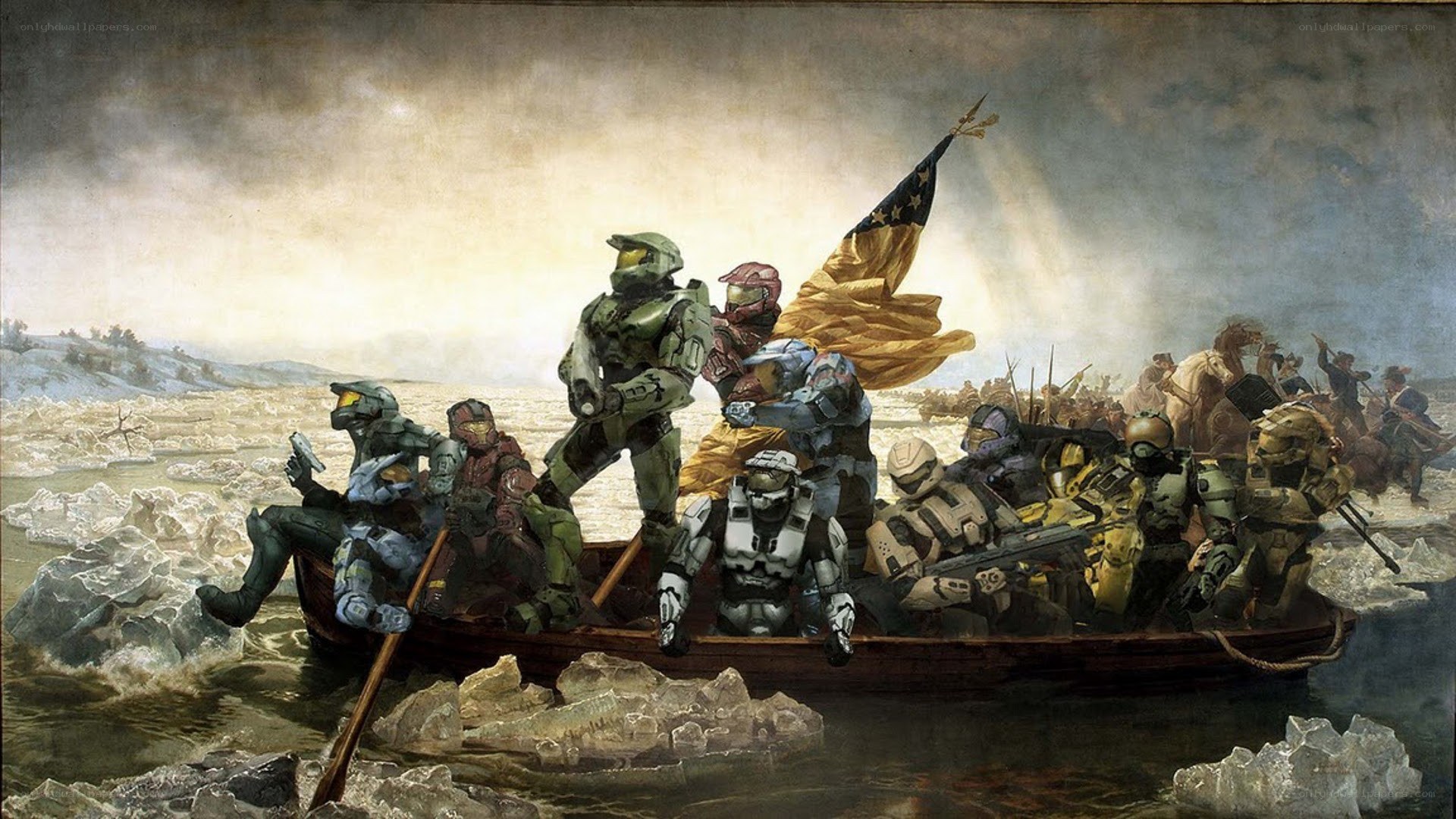 Halo soldiers crossing river