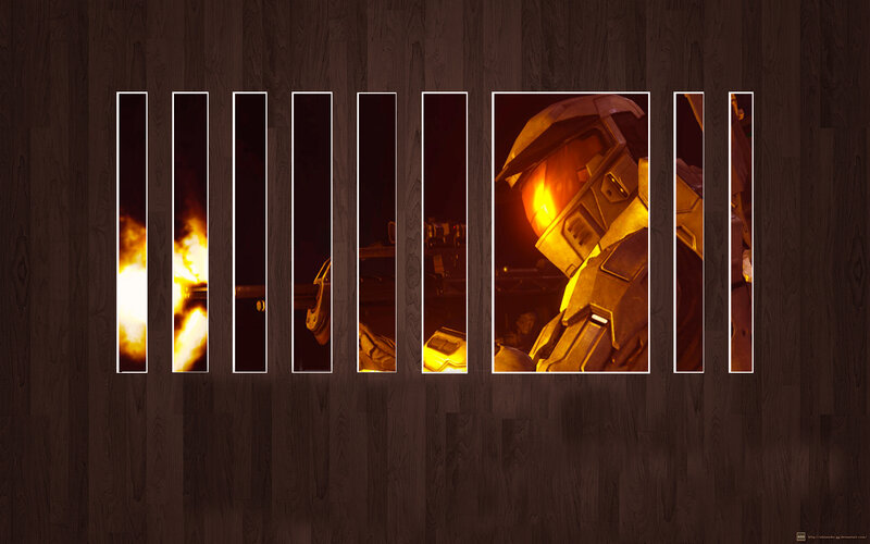 Halo Spartan in fiery scene