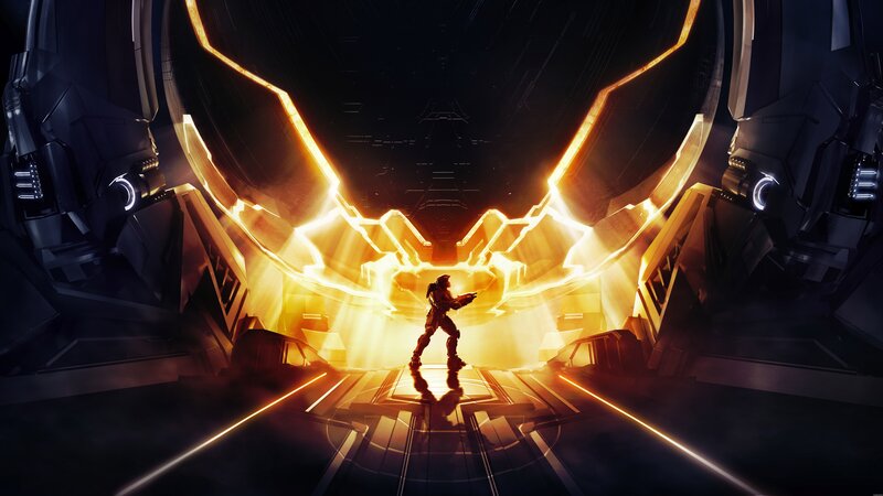 Halo Spartan in glowing corridor