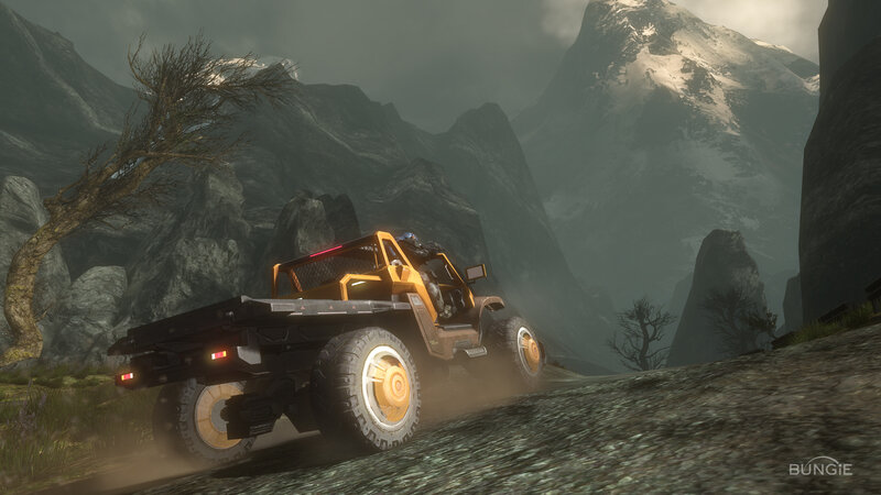 Halo vehicle in mountain terrain