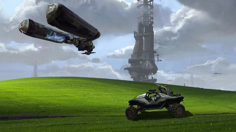 Halo vehicles on a green hill