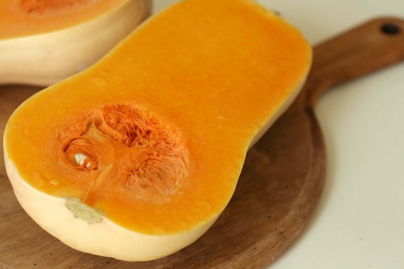 Halved butternut squash