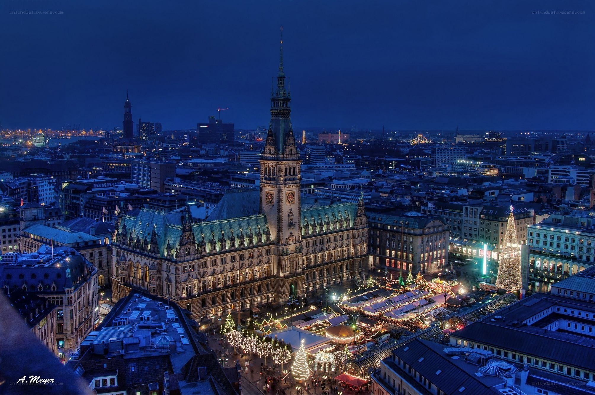 Hamburg cityscape at night