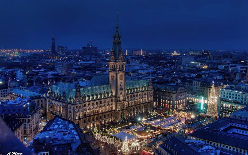 Hamburg cityscape at night
