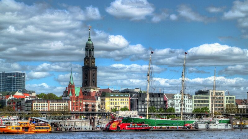 Hamburg Harbor Scene — Blue, Dramatic