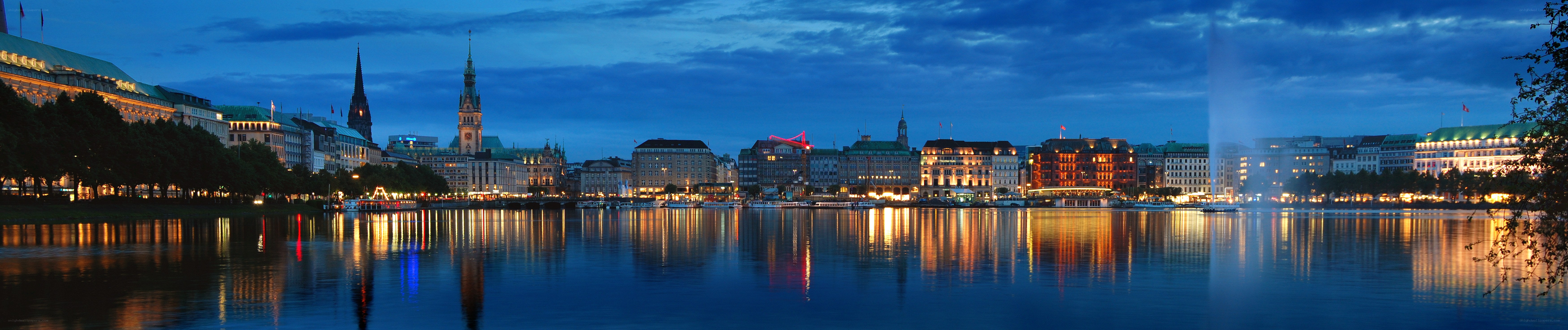 Hamburg skyline at dusk