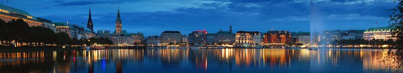 Hamburg skyline at dusk