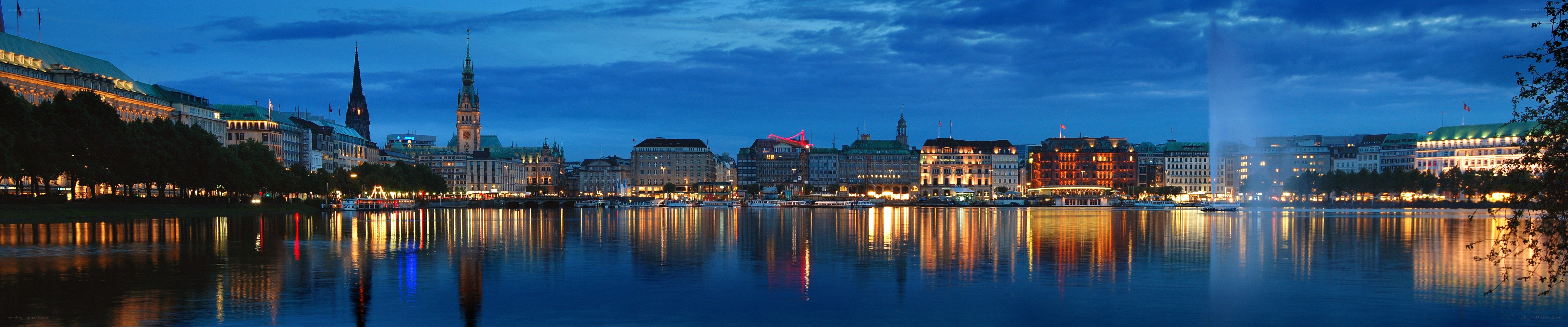 Hamburg skyline at dusk