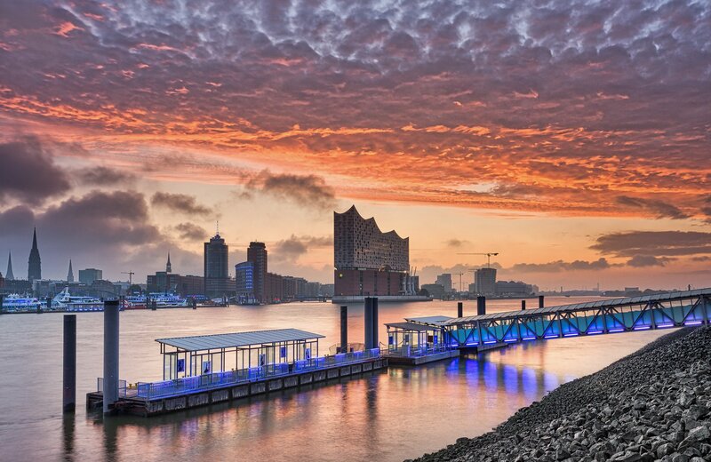 Hamburg Skyline at Sunset
