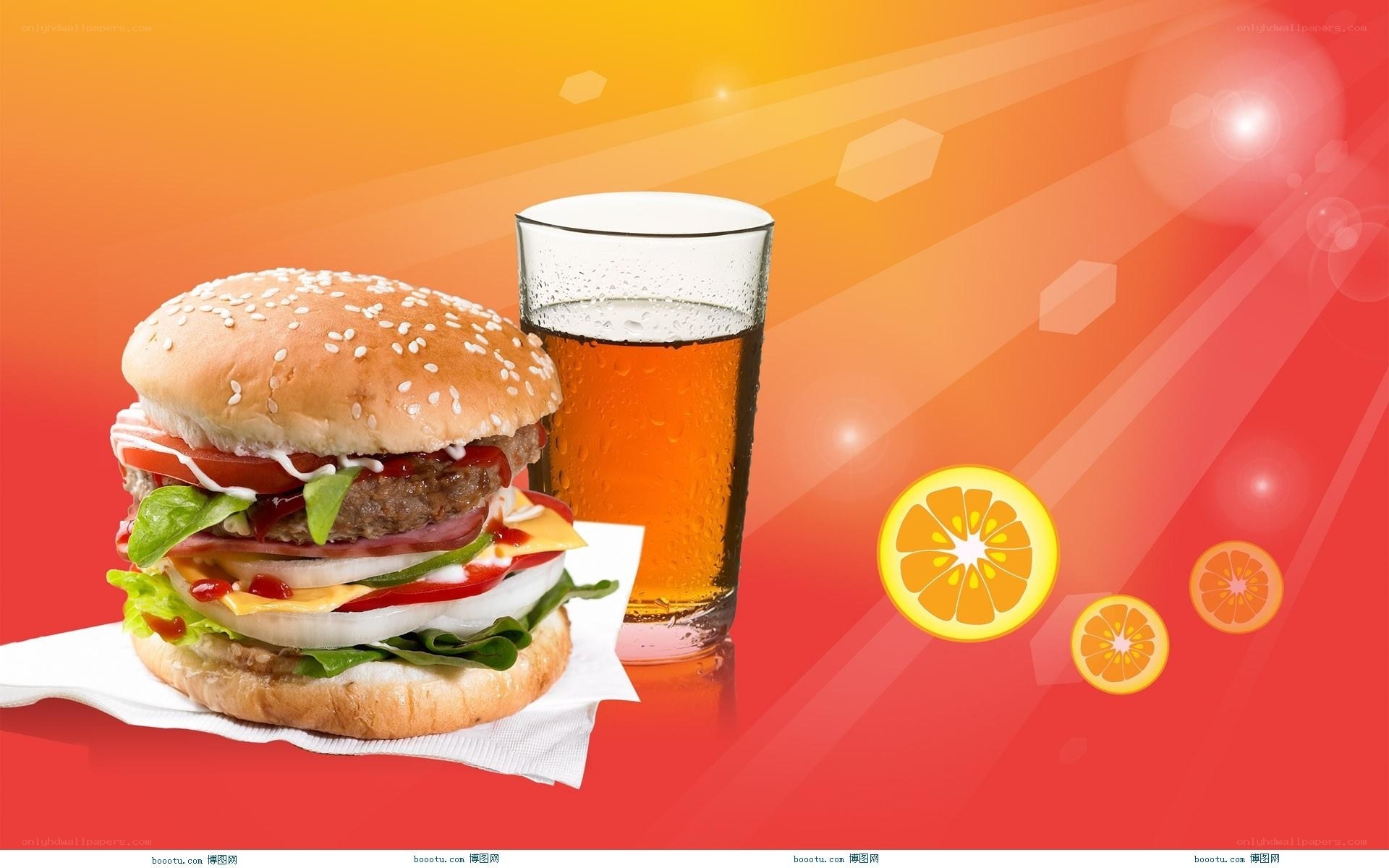 hamburger and soda drink