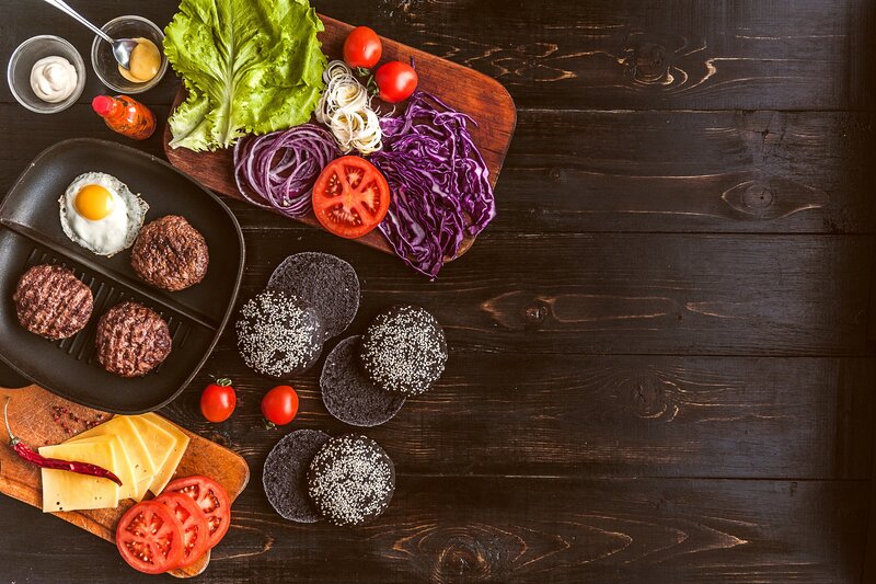 Hamburger Ingredients on Table