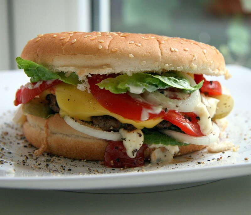 Hamburger on a Plate — Brown, Appetizing