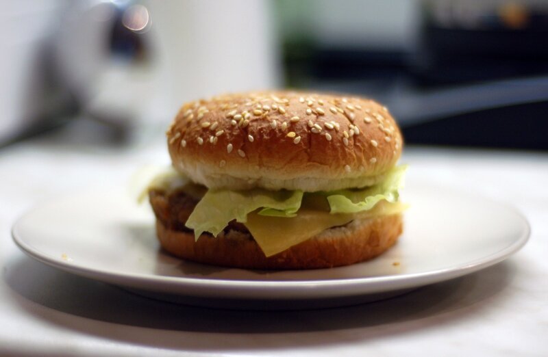 hamburger on a plate