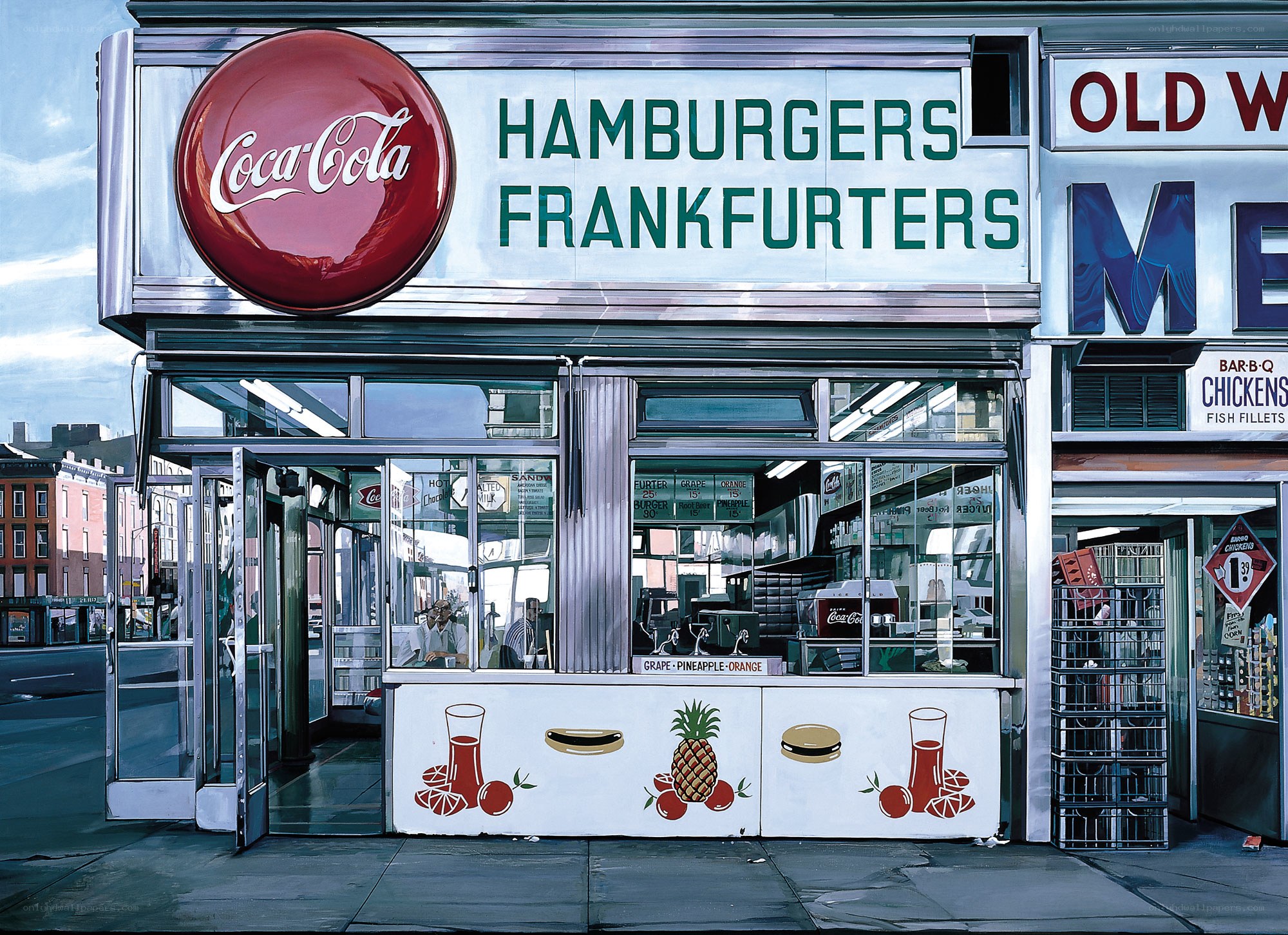Hamburger shop with Coca-Cola sign
