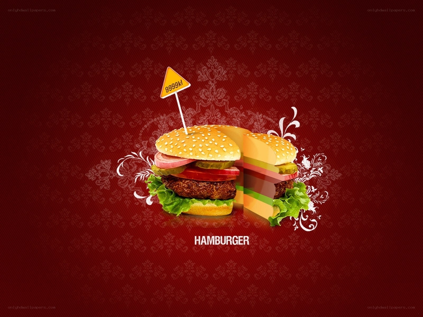 Hamburger with calorie count