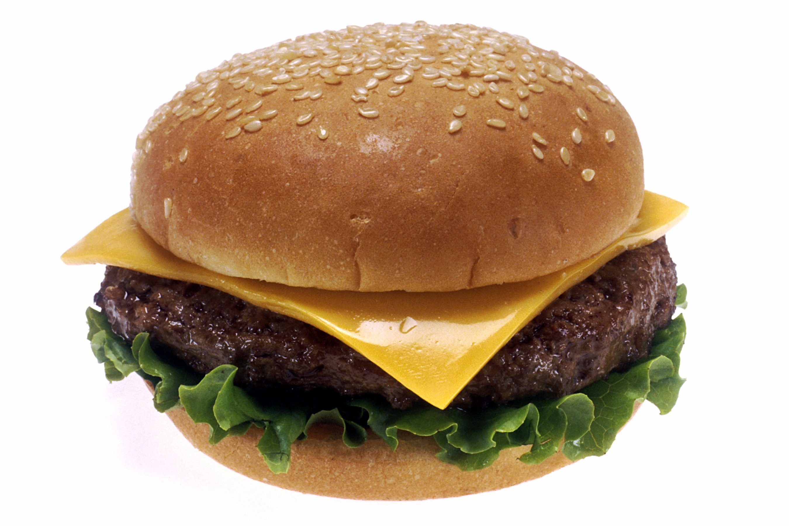 hamburger with cheese and lettuce