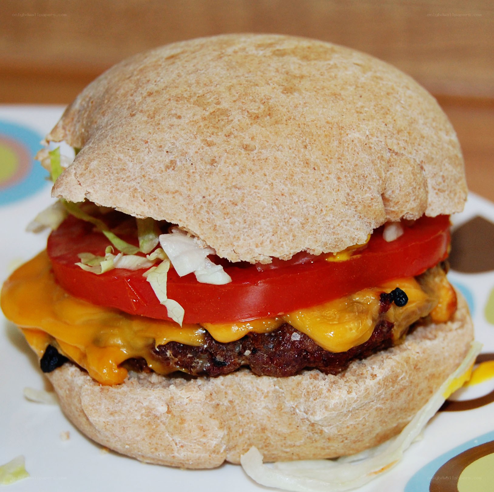 hamburger with cheese and tomato