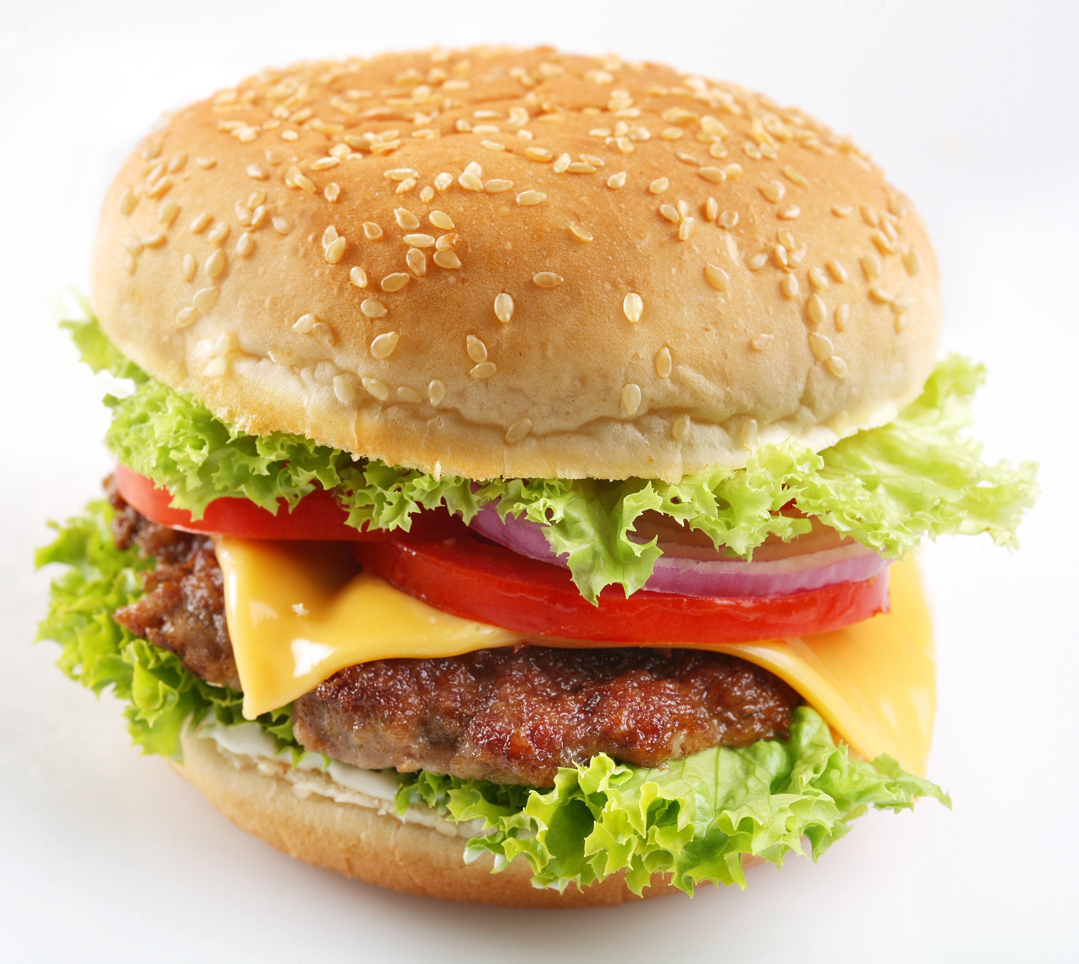 hamburger with cheese and vegetables
