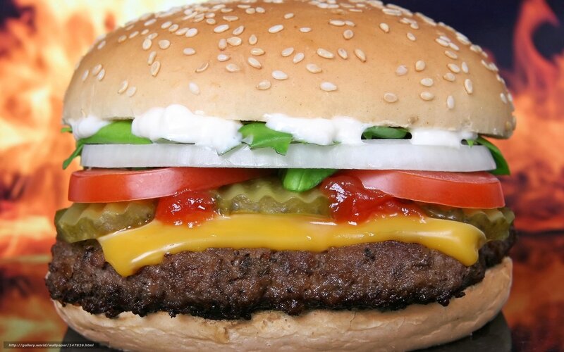 Hamburger with Cheese — Brown, Appetizing, Photograph