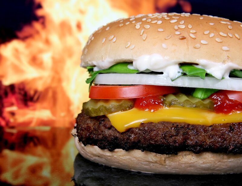 Hamburger with Flames — Brown