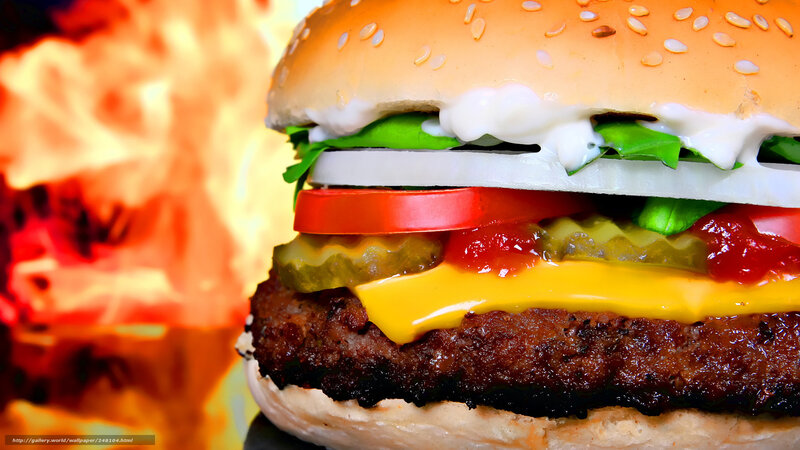 Hamburger with Flames — Orange, Dramatic