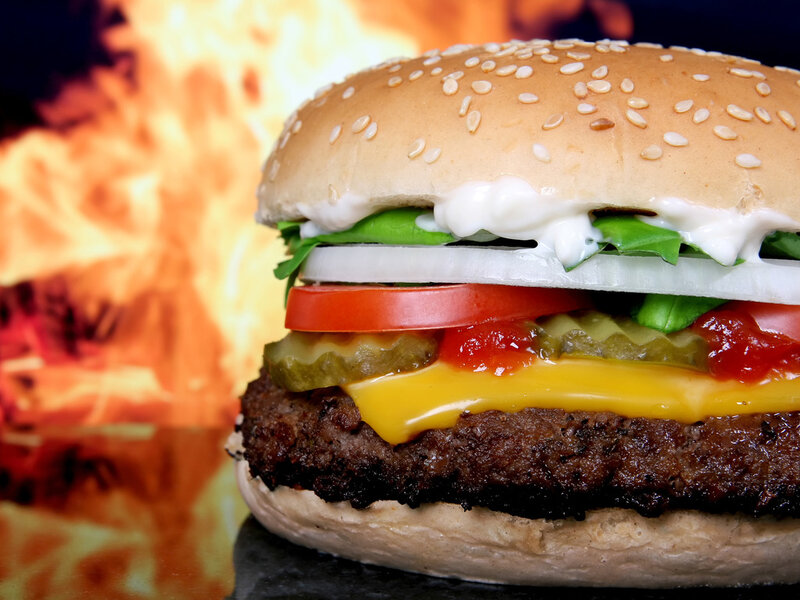 Hamburger with Flames