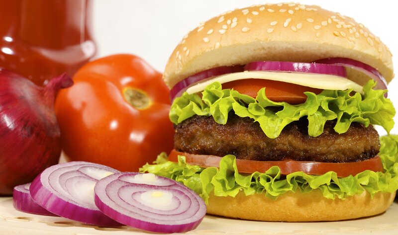 hamburger with fresh ingredients