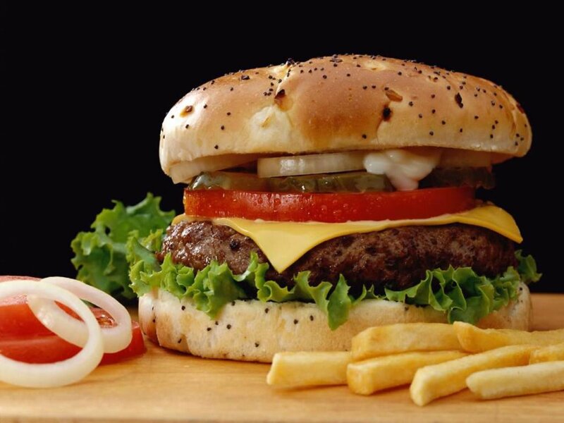 Hamburger with Fries — Brown