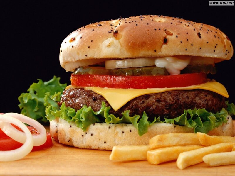 Hamburger with Fries — Onion