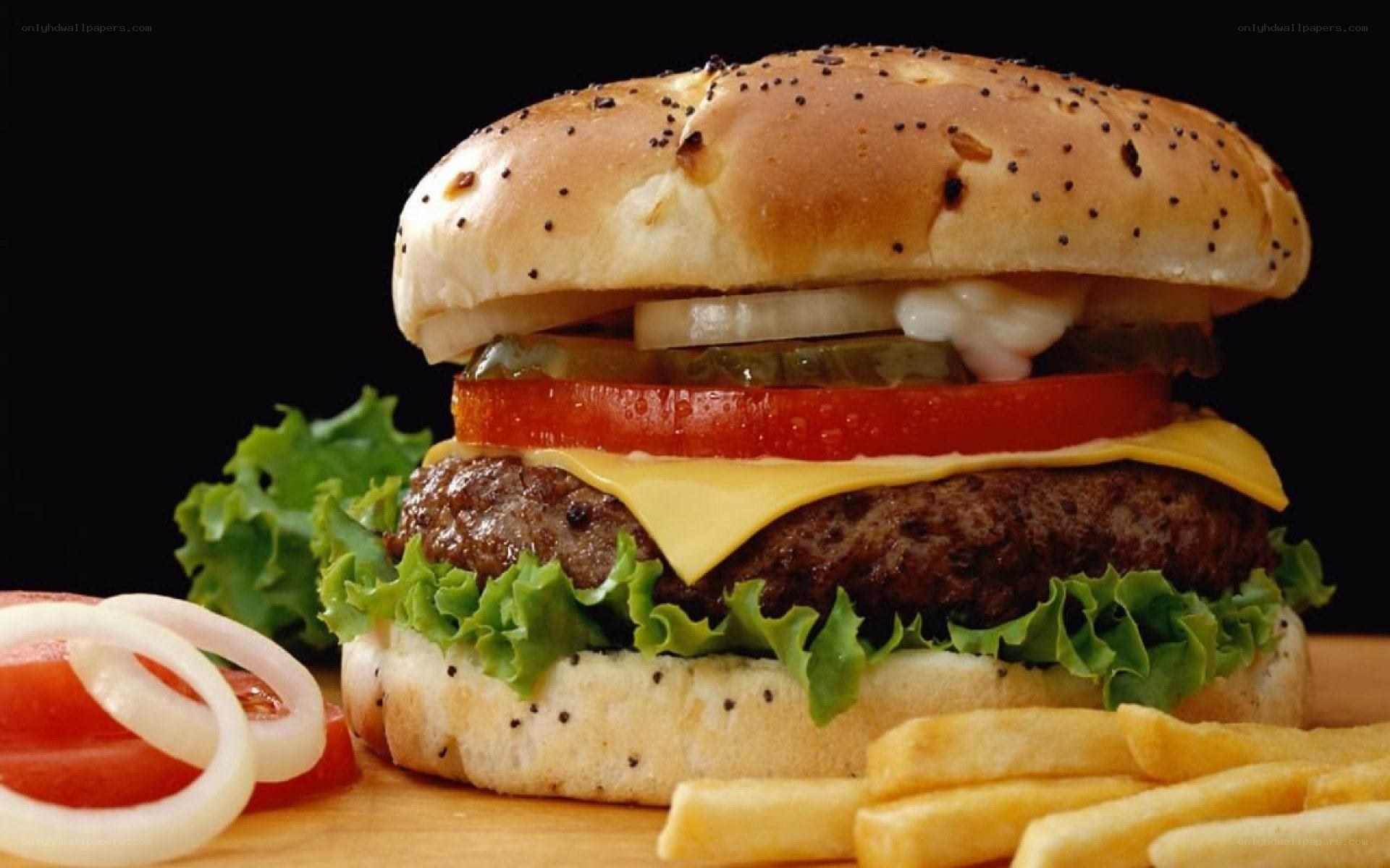 hamburger with fries