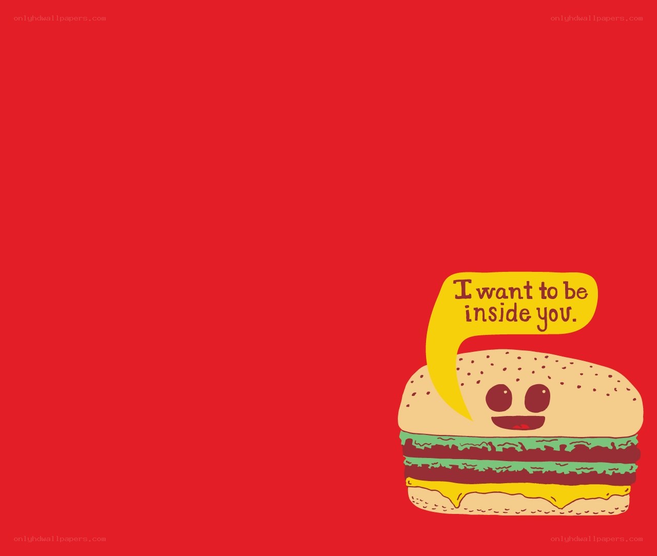 hamburger with playful quote