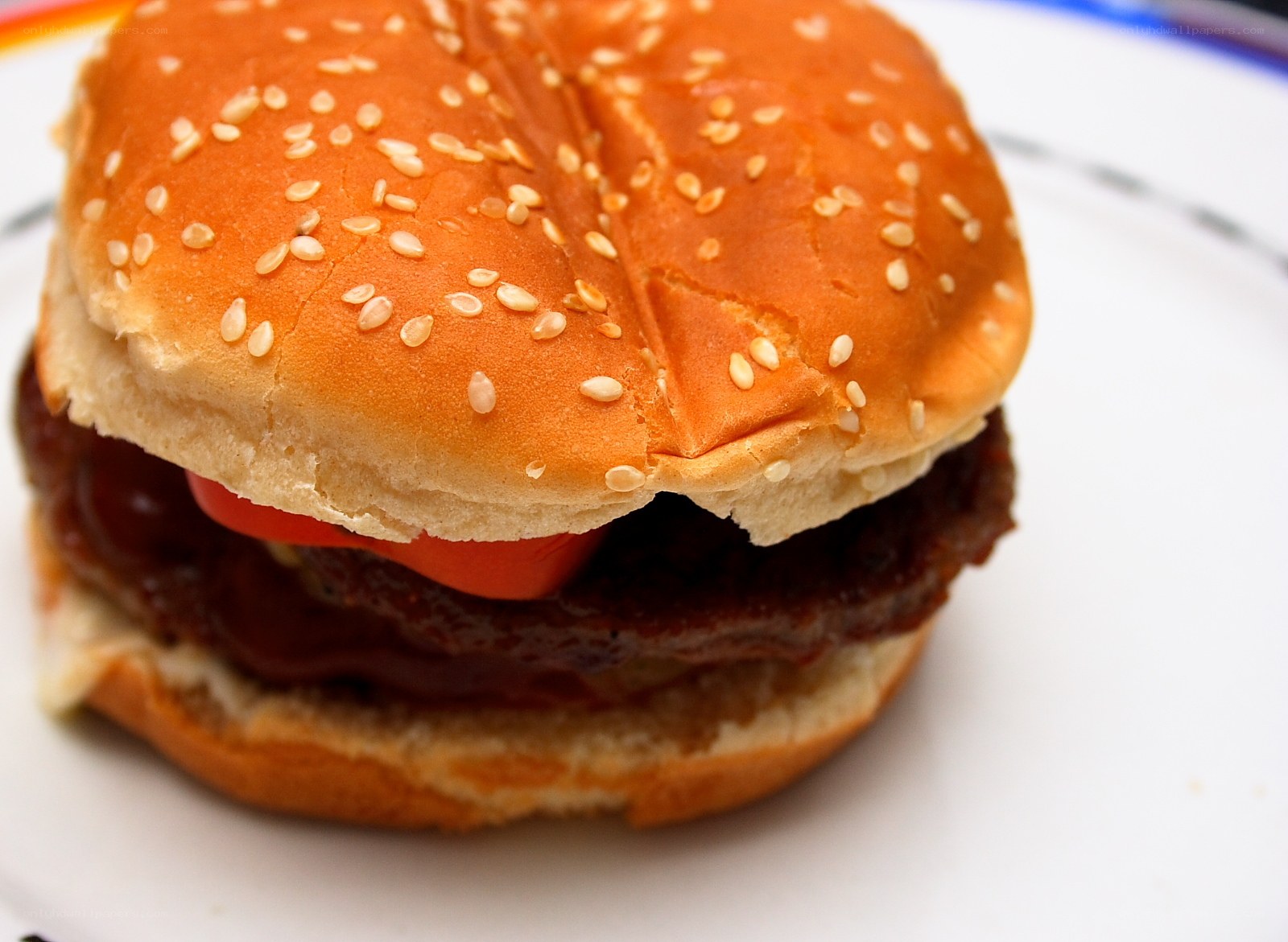 hamburger with sesame bun