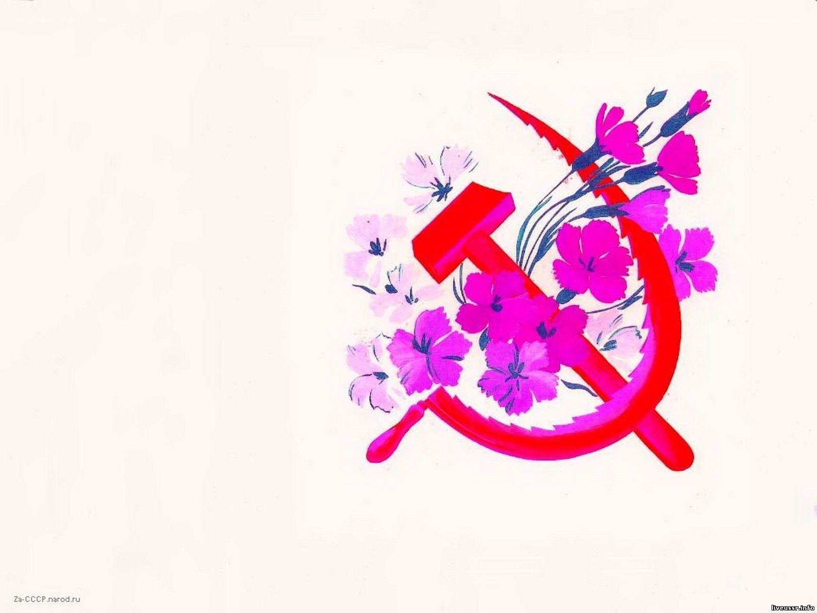Hammer and sickle with flowers