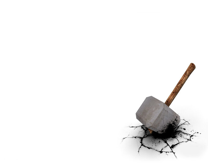 Hammer Breaking Surface — White, Dramatic, 3d Render, Cracked Ground