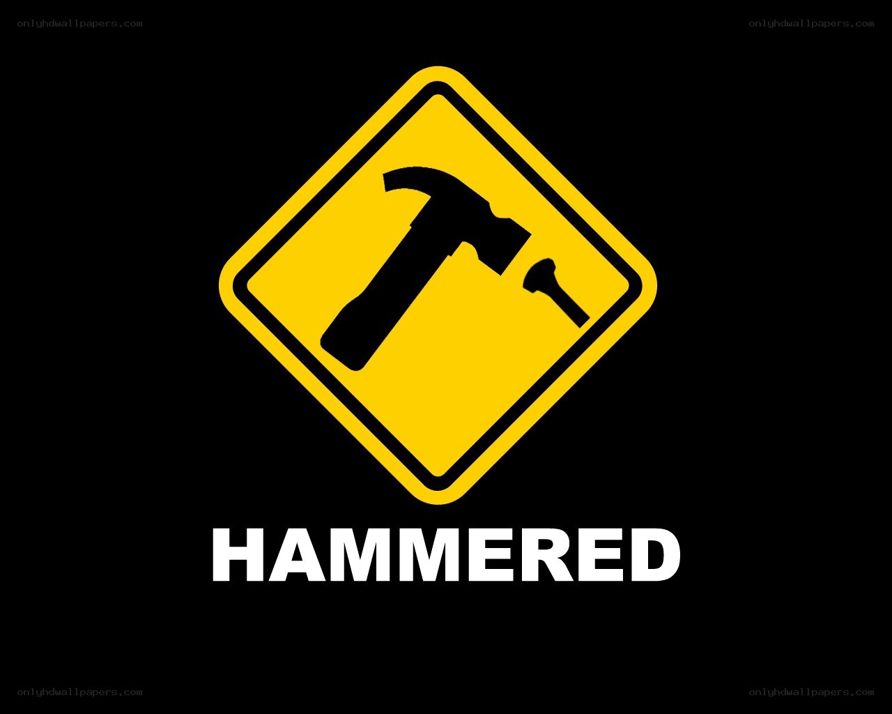 Hammered logo with warning sign