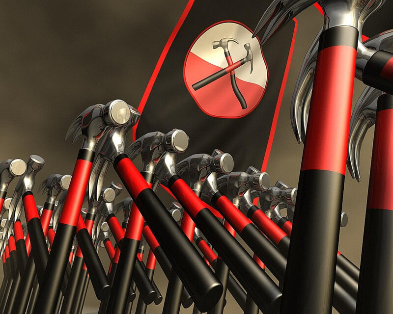 Hammers in Formation — Red, Dramatic
