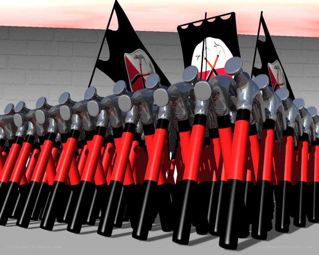 Hammers in formation with flags