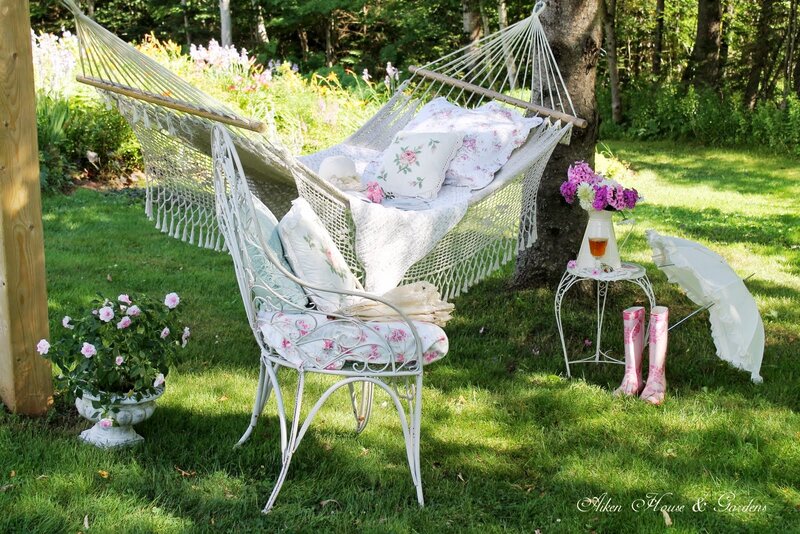 Hammock in Garden — Green, Serene, Afternoon, Photograph, Chair